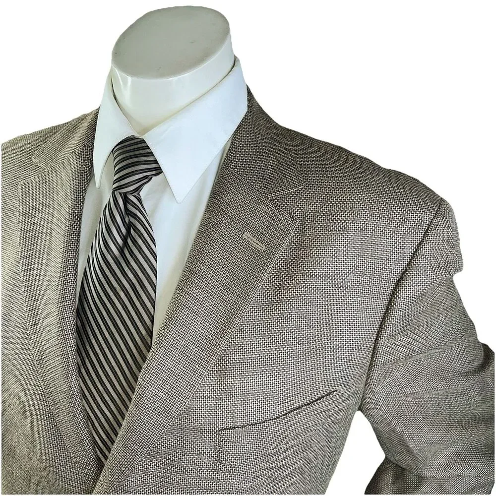 Hugo Boss ‘Scorsese’ Blazer Men’s 44L Hopsack Wool Linen Silk Sport Coat Preppy